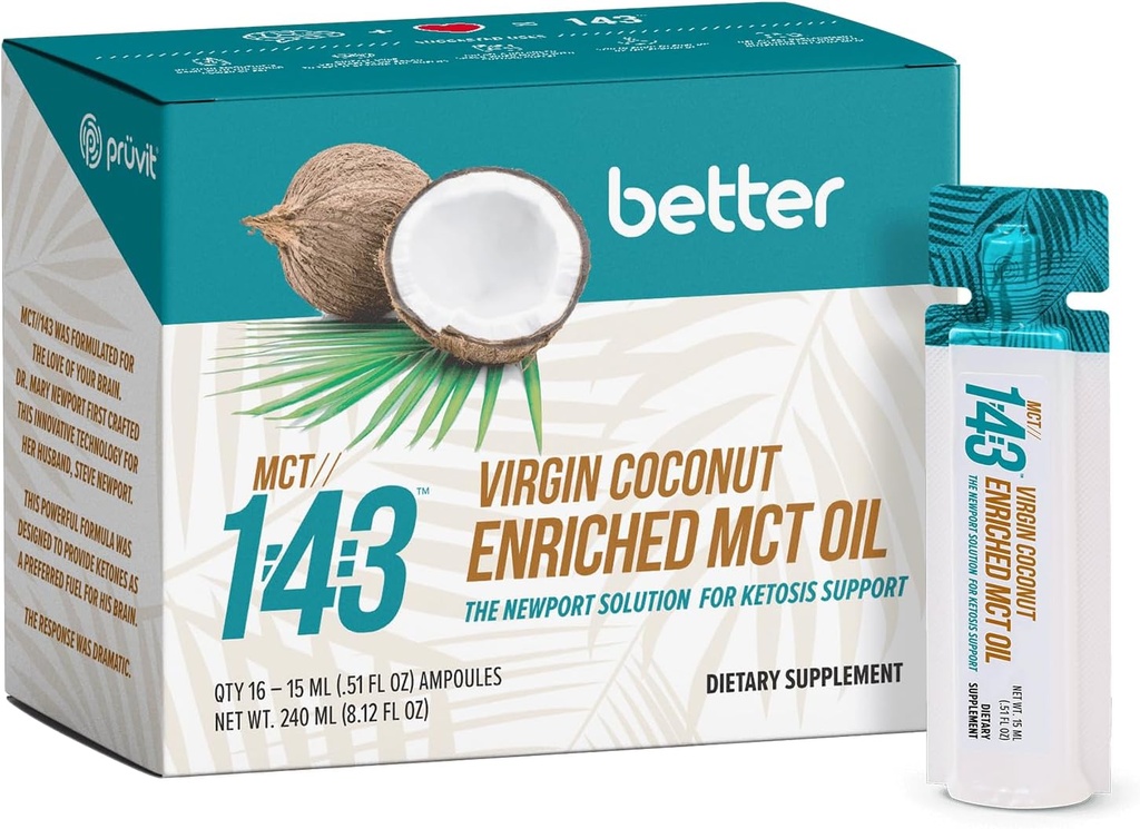 MCT 1:43 Oil from Organic Coconuts - Fatty Acid Fuel for Complete Healthy Coverage 