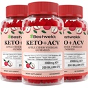 Apple Cider Vinegar Gummies, Max Strength 2000mg ACV Gummy med Probiotics, B12 och Keto Support, För Digestion, Metabolism, Detox, Gut & Immune Health, Gelatin-Free, Non-GMO, 180 keto acv gummies