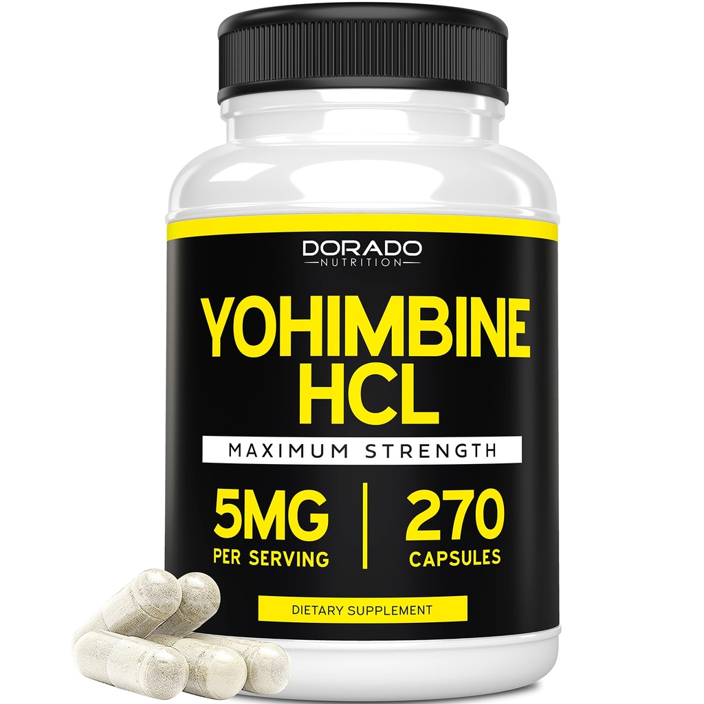 Yohimbine HCL 5mg miehille ja naisille (270 kapselia) Lisää Potent Than Yohimbe Bark Powder - Laatutakuu - Kolmas osapuoli testattu Potenssi & Puhtaus - Vegan, Gluteeniton & GMO - USA Made