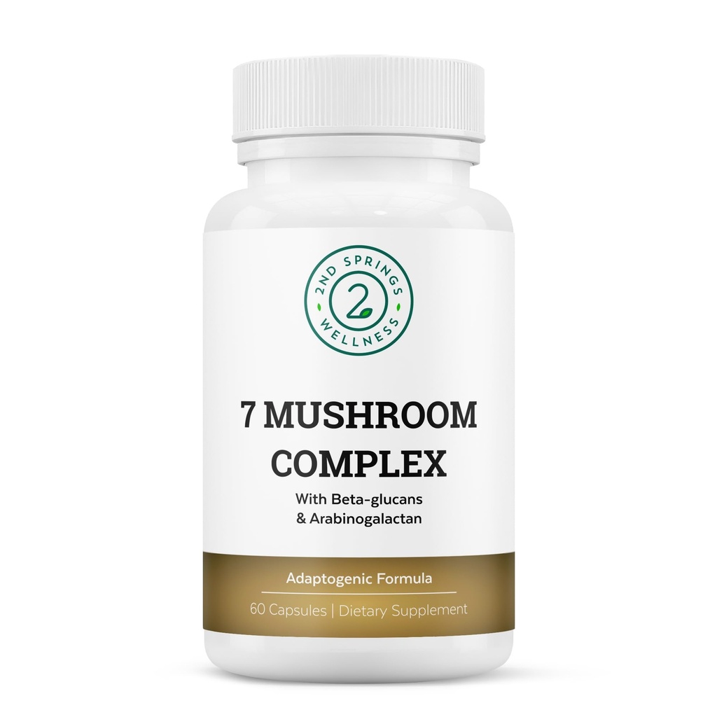Organic Mushroom Complex - 7 Mushroom Blend Immune Support Nootropic & Cognitive Health Supplement med Organic Lion's Mane, Chaga, Maitake, Shiitake, Reishi, Turkiet Tails, Cordyceps Mix