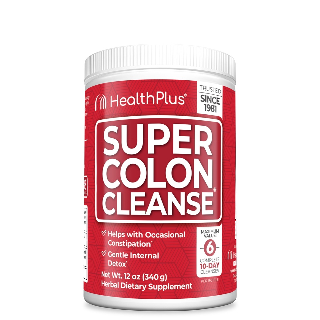 Health Plus Super Colon Cleanse, 12 oz Powder, 68 Servings - Natural Detox, Ruoansulatuskanavan ummetus helpotus, Hellä Gut Cleanse Psyllium Husk & Senna Leaf