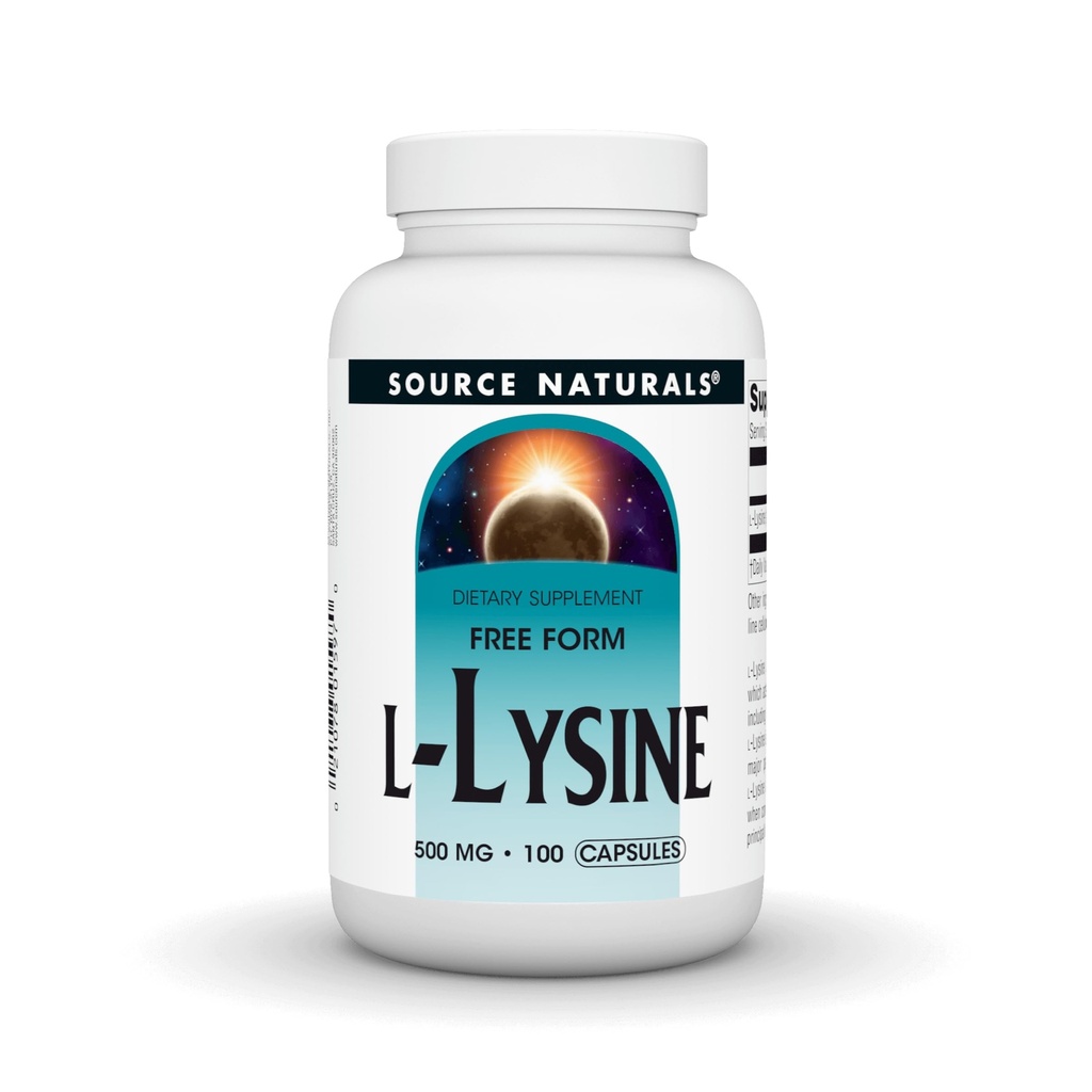 Källa Naturals L-Lysine Free Form -Amino Acid Supplement stöder energiformation och Collagen - 100 kapslar