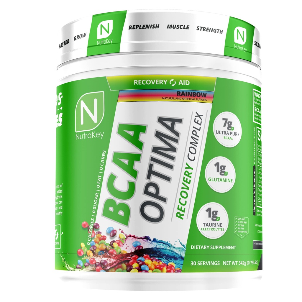 NutraKey BCAA Optima Post Treenout Recovery Complex, Ei sokeria, Ei carb, Recovery Aid, Sateenkaari