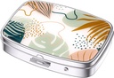 Nipichsha Pill Box, Small Pill Case for Purse & Pocket, Cute Travel Medicine Organizer, Portable Medicine Container Holder för att hålla Vitaminer, Medicinering, Fish Oil & Supplements, Boho Leaves
