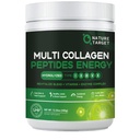 NATURAL TARGET Multi-Collagen-Peptides-Powder - Hydrolysed Collagen with Energy Blend + Multivitamiini & Minerals, Tukee energia ihon kynnet & nivelet, ei-GMO, 35 tarjoilut