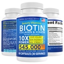 Biotiini ja kollageeni vitamiineja + Keratin kanssa Folate - Hiustenlähtö hoitoja naisille ja miehille - Follikle, iho ja kynnet täydentää hiusten kasvua & synnytyksen jälkeen tuki - GMO vapaa & gluteeniton (60 Caps)