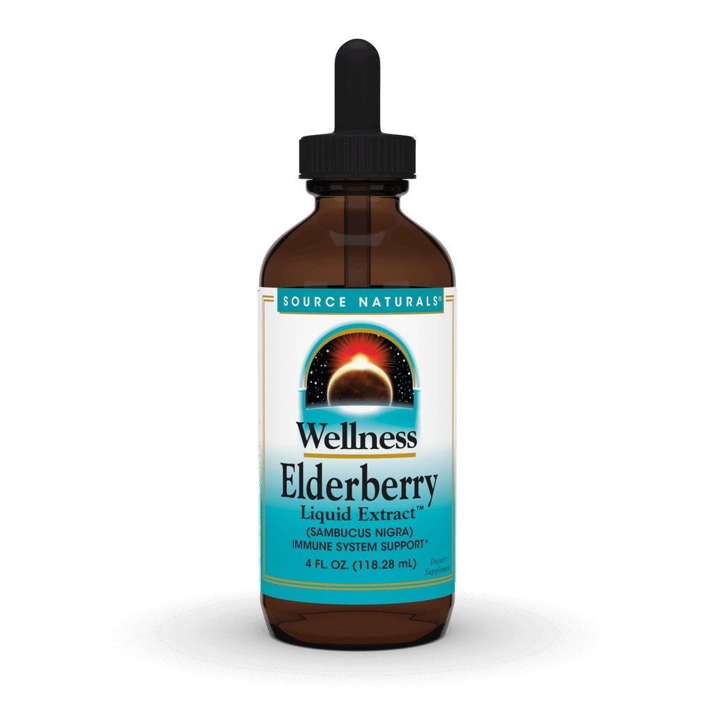 Source Naturals Wellness Elderberry Liquid Extract, for Immunosystem Support* - Sambucus nigra - 4 Fluid oz