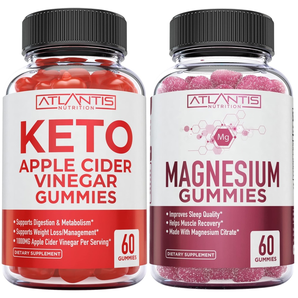 60 Keto Apple Siideri Viinietikka Gummies Advanced Weight Loss + 60 Magnesium Gummies Muodollinen 770 MG Magnesium Citrate.