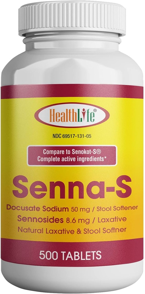 TERVEYS LFE Senna-S Tabletit, Senna Plus(Laksatiivinen/Jakkara Softener) Hellävarainen yön yli Satunnainen ummetus Generic Senokot-S (pieni (Pakkaus 1), 500)