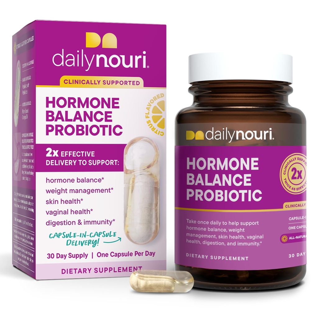 Päivittäinen Nouri Hormonitasapaino Probiootti naisille ... tukee tervettä estrogeenia, PMS, PCOS, perimenopaussi, emättimen pH, hiiva, Gut Health, ihon & immuniteetti ... 7 kanta + Vegan Omega Oil 30 päivän toimitus