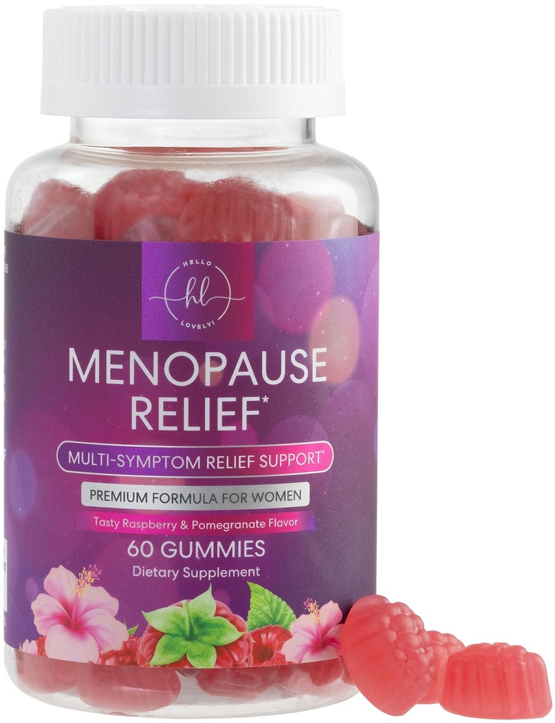 Vaihdevuodet lisäravinteet naisille - täydellinen luonnollinen lievä kuumat liekit ja yöhietteet Tuki, Multi Benefit Vaihdevuodet Relief Gummy, Tuki Balance & Energy, Gluteeniton & ei-GMO - 60 Gammat