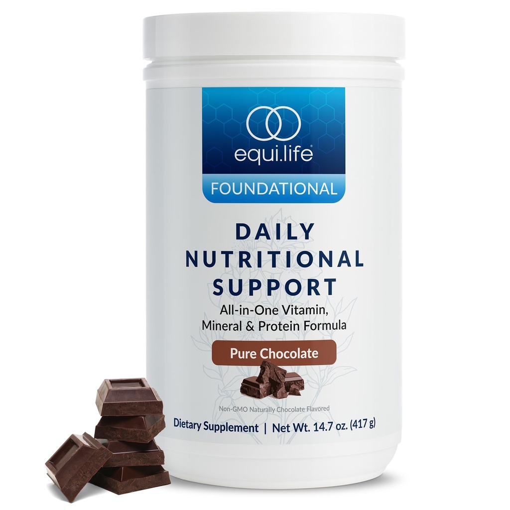 Equilife Daily Nutritional Support, All-in-One Multivitamiini Aterian korvaus, puhdas suklaa maku, 15G Kasviproteiini, tukee yleistä hyvinvointia lukien energia, ruokahalu, & iho, 14 tarjoilua