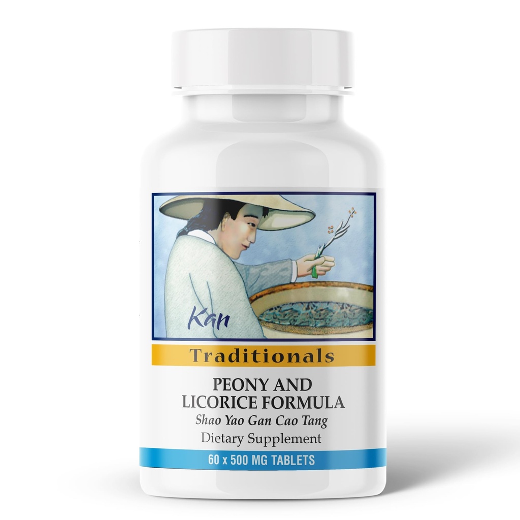 Kan Herbs Company Peony & Licorice Formula Tablets – Traditional Chinese Herbal Blend with White Peony Root & Chinese Licorice to Support Liver Balance, Muscle Comfort & Digestive Harmony, 60 Tablets