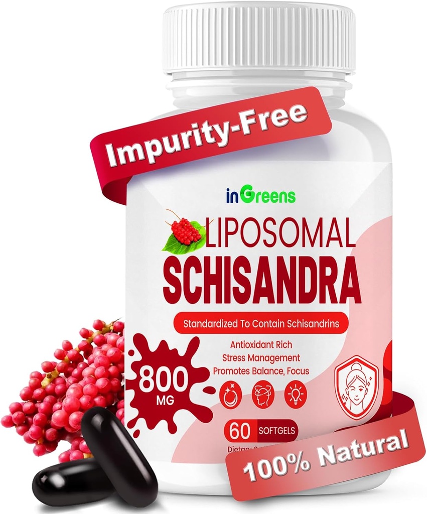 800MG Schisandra Organic Extract, Schisandra Supplement, Schisandra Berry Softgels for Energy Support, Liver Health, Antioxidanttien suojelu & Dgestive Wellness - 60 Softgels, Made in USA