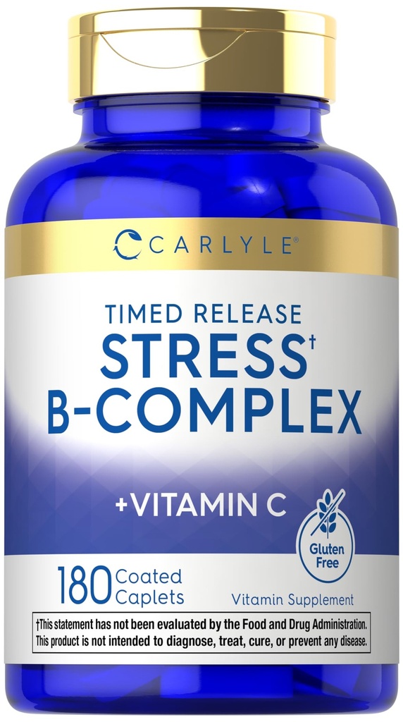 Carlyle Stressi B-komplex-vitamiini 180 Kasvissyöjä Caplets C-vitamiinia 