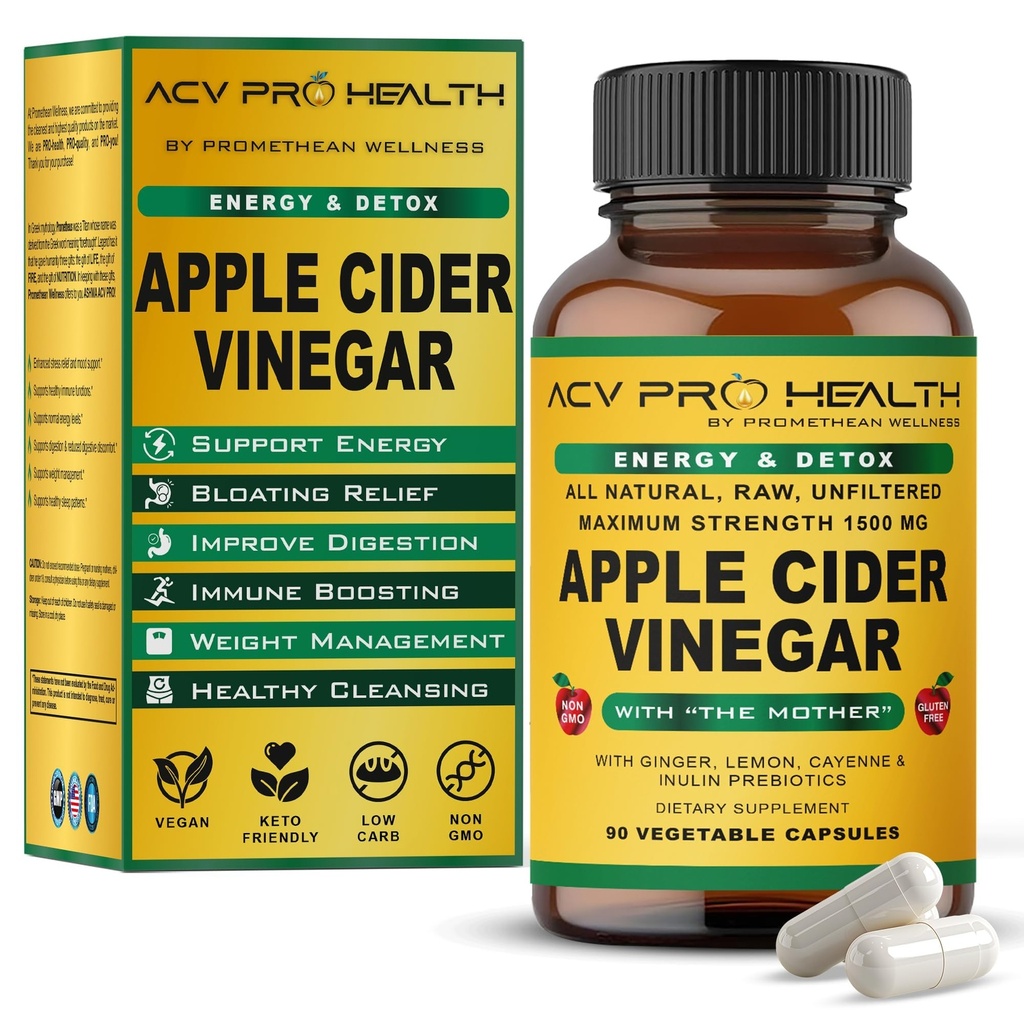 ACV Pro Apple Sider Etikkakapselit Certified Organic Äiti ACV pillereitä Detox Cleanse Acid Reflux Relief Tuki täydentää inkivääri root Cayenne Pippurijauhe