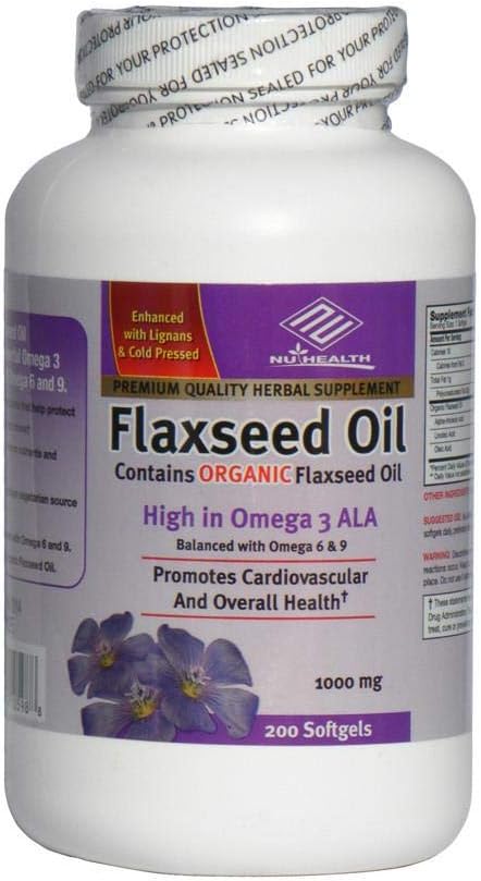 Luomupellavaöljy 1000 mg 200 Counts High in Omega 3 ALA