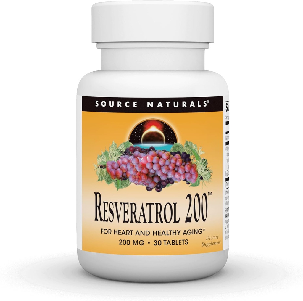 Source Naturals Resveratrol, sydämen ja terveen ikääntymisen hoitoon* 200 mg - 30 tablettia
