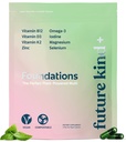 Future Kind Carragenan-Free Foundations MultiVitamiinum for Women & Men with Omega-3, B12, D3, Sinkki, Jodi, Magnesium, K2 & Selenium, Vegan, Compostable Bag (60ct)