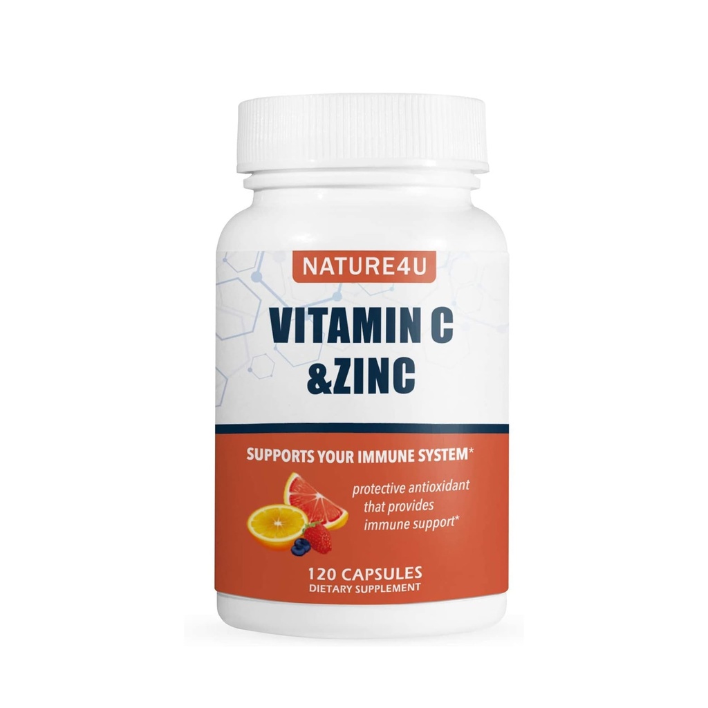 C-vitamiini 1000 mg sinkki, Rose Lantiot ja Citrus Bioflavonoids, Immuunituki täydentää antioksidantteja Protection, 120 kapselia