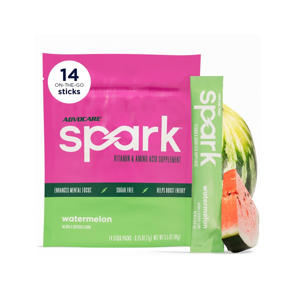 AdvoCare Spark - Energy Drink Mix - Vitamiini ja Aminohappo täydentää - Tukee energiaa ja keskittyä * - Kannettava immuuni tuki* - Sokeriton - Vesimeloni, 14 Stic Packs (3.5 oz)