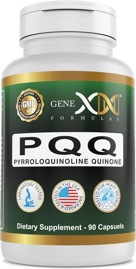 Genex Formel 20mg PQQ Pyrroloquinoline Quinone (90 kapslar) | Stöder Mitochondria, kardiovaskulär och kognitiv hälsa - Icke-GMO, Glutenfri, Vegetarian - 90 Dag Supply