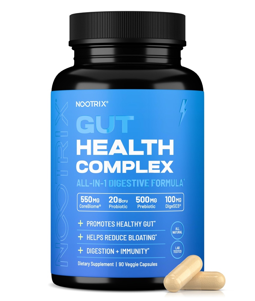 Nootrix Gut Protect and Restore Supplement | Probiotics for Gut Health, Colon Cleanse & Bloating Relief | Främjar hälsosam matsmältning | Digestive Enzymes, Postbiotika & Prebiotika | 90 kapslar