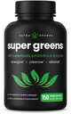 NutraChamps Organic Super Greens Kapselit - Alfalfa, Spirulina, klorella & enemmän - Antioksidantti, digestiivinen Enzyme & Probioottisekoitukset - 150 Green Superfood Kapselit