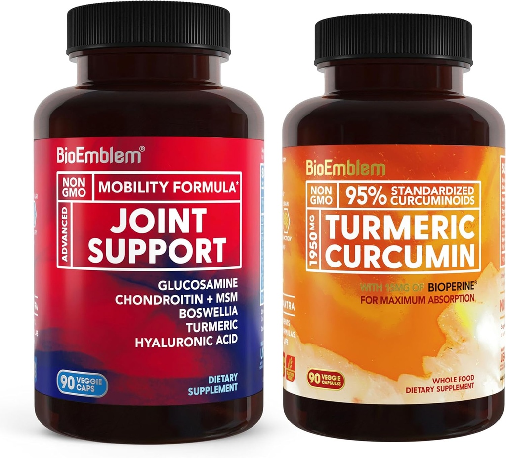 BioEmblem Turmeric Curcumin täydentää BioPerine ja yhteinen tuki