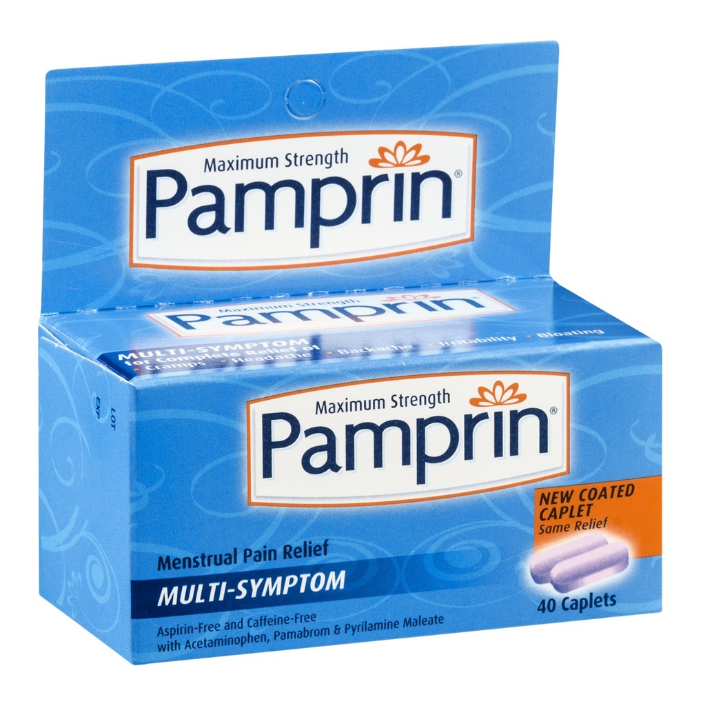 Pamprin Maximum Strength Multi-Symptom Menstrual Relief Tablets, 40 Count Boxs (pakkaus 3)