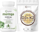 Micro Ingredients D3-vitamiini 10 000iu + K2 200mcg Coconut Oil Softgels & Moringa Oleifera 6 000mg Ekvivalentti 300 kapselia Bundle 2 pakkaus ...
