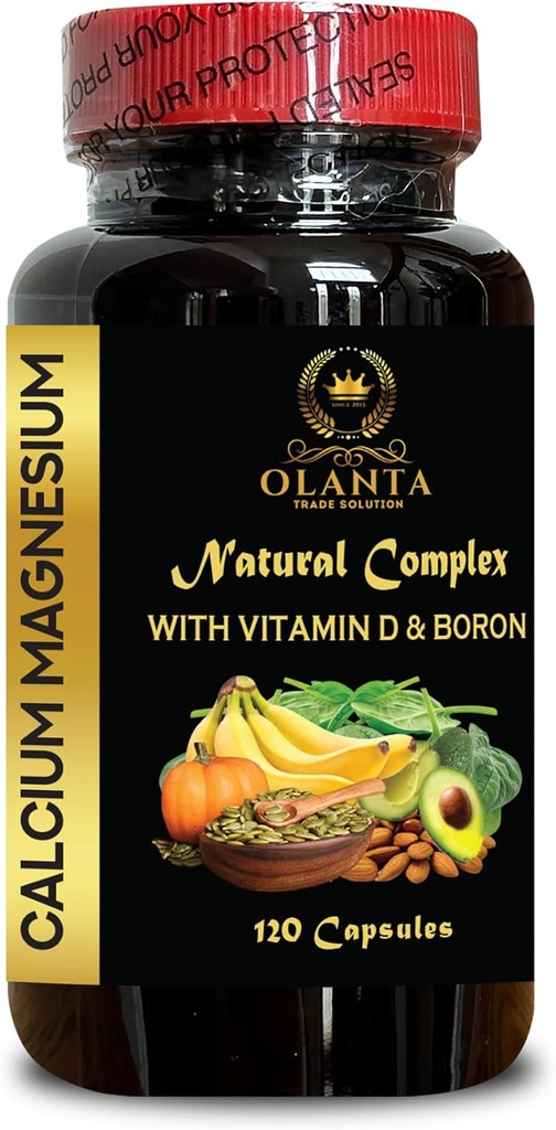 Kalcium Magnesiumkomplex - Tillägg för stödmuskel, mangancitrat, Glutenfri, icke GMO, Hög Absorption, Magnesium Supplement, Bone och Nerve Health Support - 1 flaska 120 kapslar