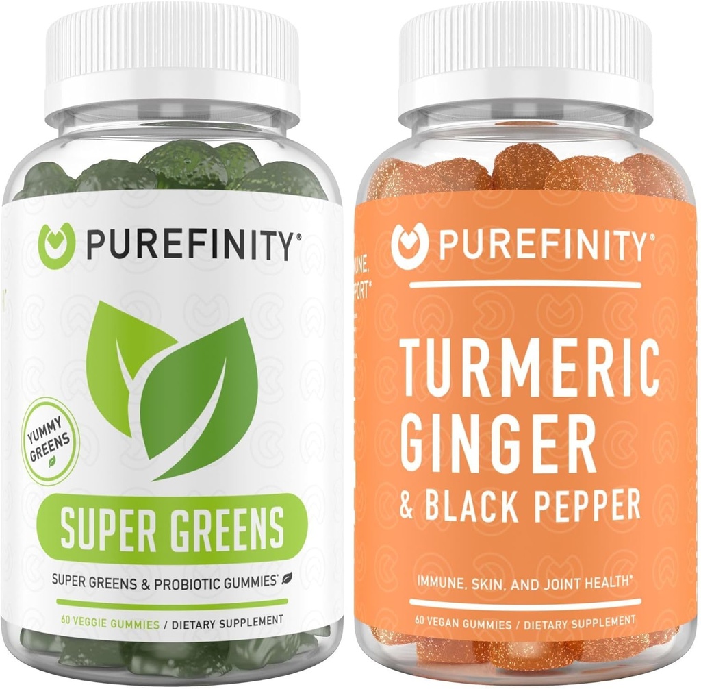 PUREFIniTY Turmeeric Ginger Gummies + Super Greens Gummies Bundle
