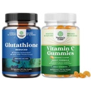 Boundle of Alennettu Glutatione Supplement with Milk Thistle - 500 mg per Tarjoilu Pure L Glutatione ja pureskeltava C-vitamiini Gummies aikuisille - Askorbiinihappo Natural Gummy Immuuni Booster & Cold Remedy