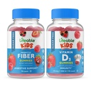 Livlig sockerfri preciotisk fiberbarn + vitamin D-barn, Gummies Bundle - Great Tasting, Vitamin Supplement, Gluten Free, GMO Free, Chewable Gummy