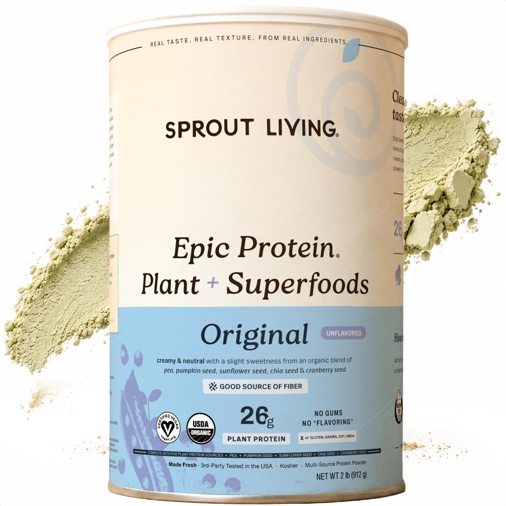 Sprout Living Plant Based Protein & Superfoods Powder, Original, Unmariored 