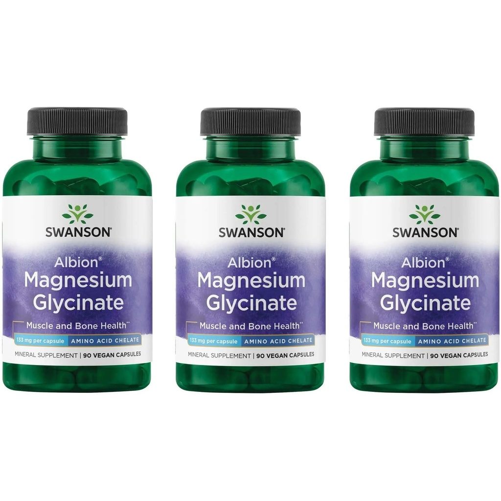 Swanson Chelated Magnesium 133 Milligrams 90 kapselia (3 pakkaus)