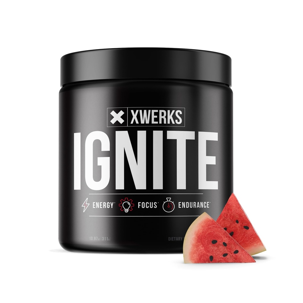 Xwerks Ignite Watermelon Pre Treenout Powder, Natural Keto Pre Treenout naisille ja miehille räjähde energia, Gluteeniton sekoitus Endurance ja Stamina, 150mg kofeiini, 30 tarjoilua