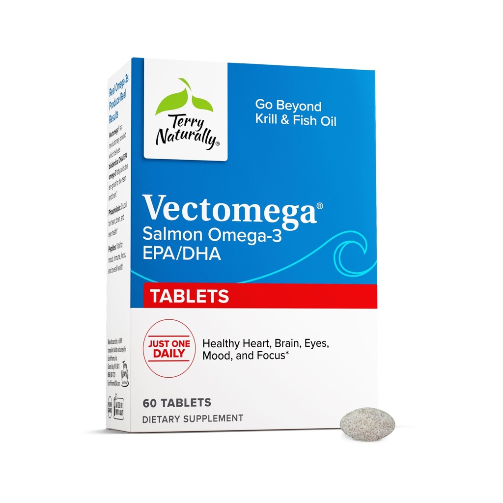 Terry Luonnollisesti Vectomega - täydentää EPA & DHA - Omega-3 tablettia aivojen ja sydämen terveys tuki - ravitsemus täydentää Essential rasvahapot & Peptides - 60 tablettia
