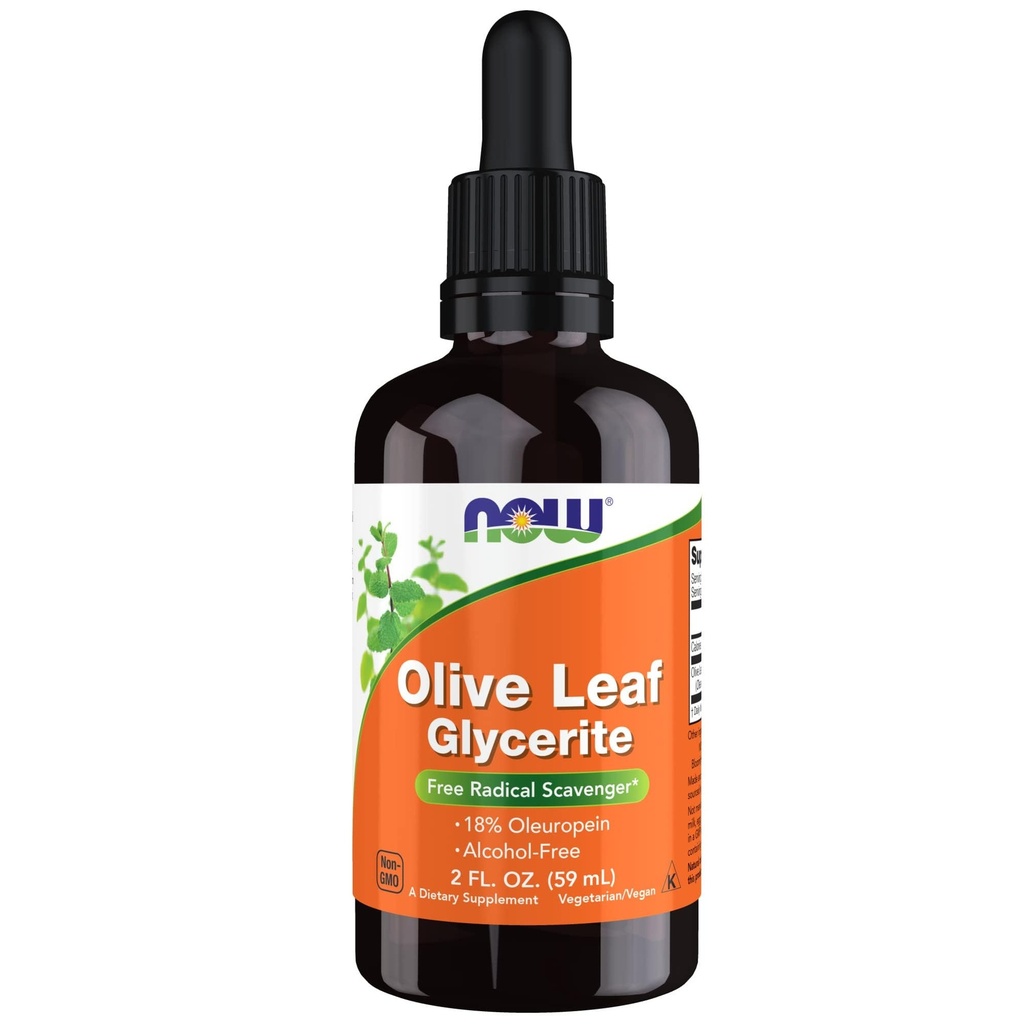 Now Foods Lisäravinteet, Olive Leaf Glycerite Liquid, 18% Oleuropein, Dropper Mukaan lukien, Vapaa Radial Scavenger*, 2-Ounce