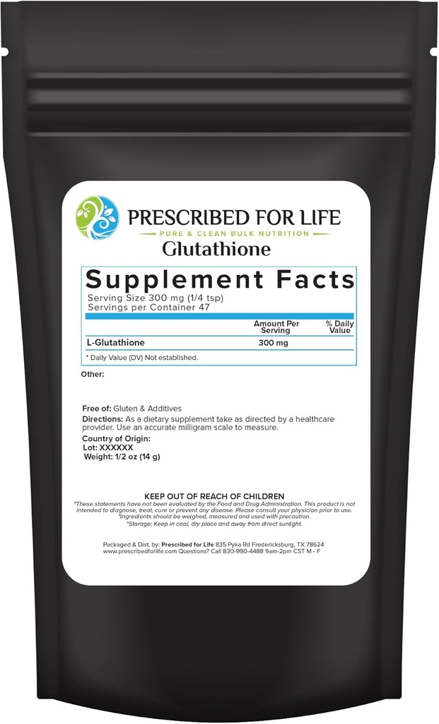 Määrätty elämään L Glutationi Powder, Pure Alennettu Glutationi, Tripeptidi Aminohappojen Glysiini, Glutamiini ja systeiini, Antioksidantteja täydentää immuunitukea (0, 5oz / 14g)