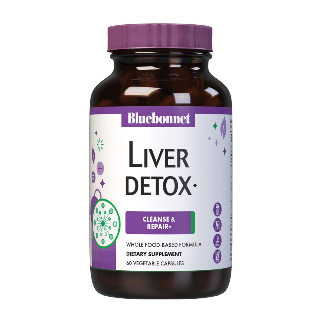 Bluebonnet Nutrition Liver Detox, Liver Health*, Antioksidanttisuojaus*, soijaton, gluteeniton, Kosher Certified, ei-GMO, maitotuotteeton, 60 kasvikapselia, 60 tarjoilua