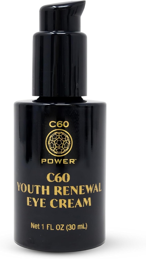 C60 Power Youth Renewal Eye Cream - Eye Cream for Wrinkles & Puffiness, Anti Aging Skin Care för kvinnor och män, med 99,99% Pure Sublimated C60, Copper Peptides & High-Quality Ingredients - 1 fl oz