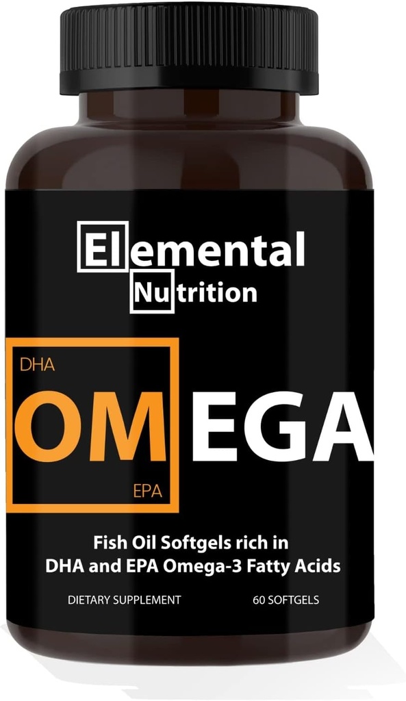 Omega-3 från Fish Oils - 60 Softgels Value Bottle of Eicosapentaenoic (EPA) & Docohexaenoic Acid (DHA) i en Black Grip Jar