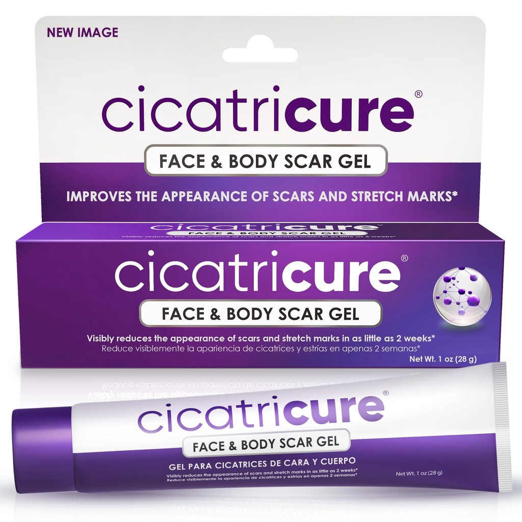Cicatricure Advanced Scar Gel for Face & Body - Todistetut tulokset 2 viikon kuluttua, Arpihoito leikkaussauvojen, venytysmerkkien, palovamman ja loukkaantumisten arvet, akne Arpihoito, 1 oz (28 g)