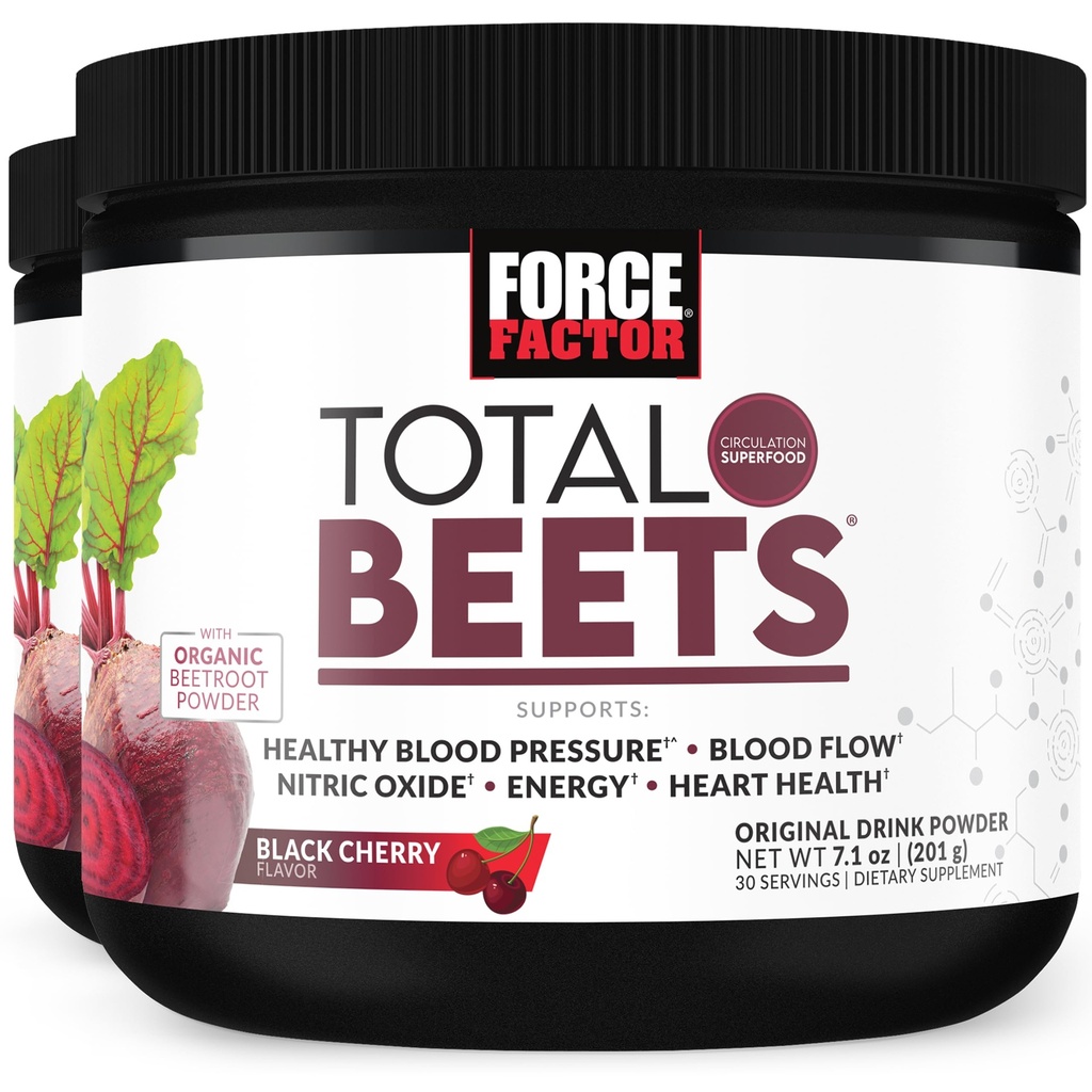 FORCE FACTOR Yhteensä Beets Superfood Beet Root Powder 2-pakkaus, nitraatit tukemaan verenkiertoa, veren virtausta, typpioksidia, energiaa, Endurance, kestävyys, kestävyys, sydän- ja verisuonitautien terveys täydentää, 60 tarjoilua