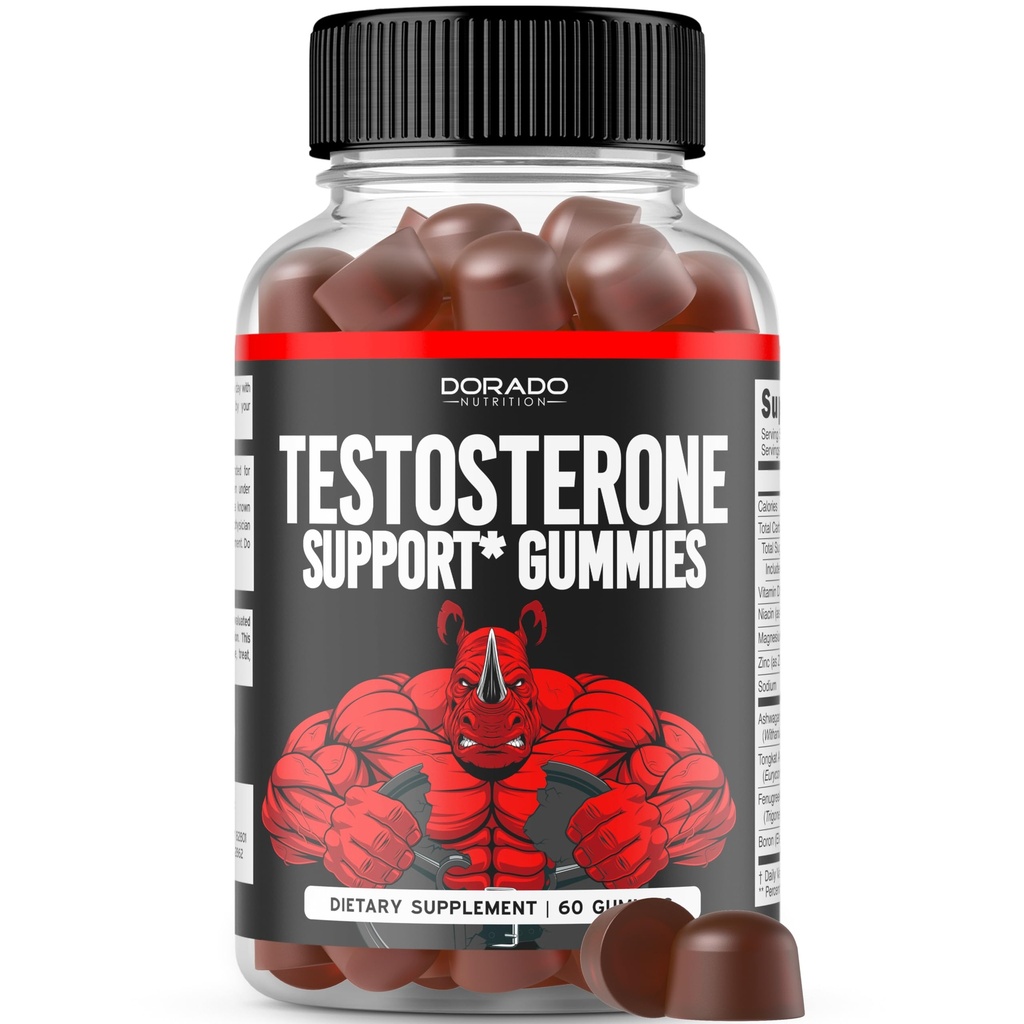 Testosteroni Gummies for Men (60 Count) Testosteroni Supplement for Men - Premium Test Booster - Tuki Strength, Stamina, Drive & Performance - Kolmas osapuoli testattu, ei-GMO, Vegan Safe & Made in USA