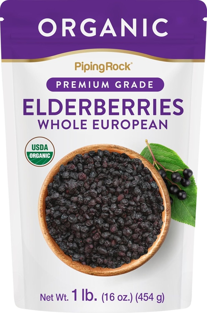 Piping Rock Elderberryt Kuivatut Luomu 1lb Bulk Supplement 