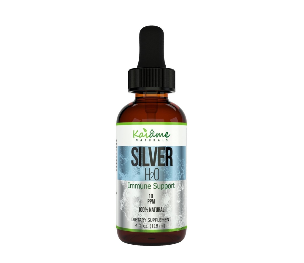 Kaiame Naturals Kolloidinen Silver, Ionic Silver Solution, 10 PPM, Suuri 4 oz Dropper lasipullo, Luonnollinen Immuuni Support Supplement, Turvallinen aikuisille, lapsille ja lemmikkieläimet