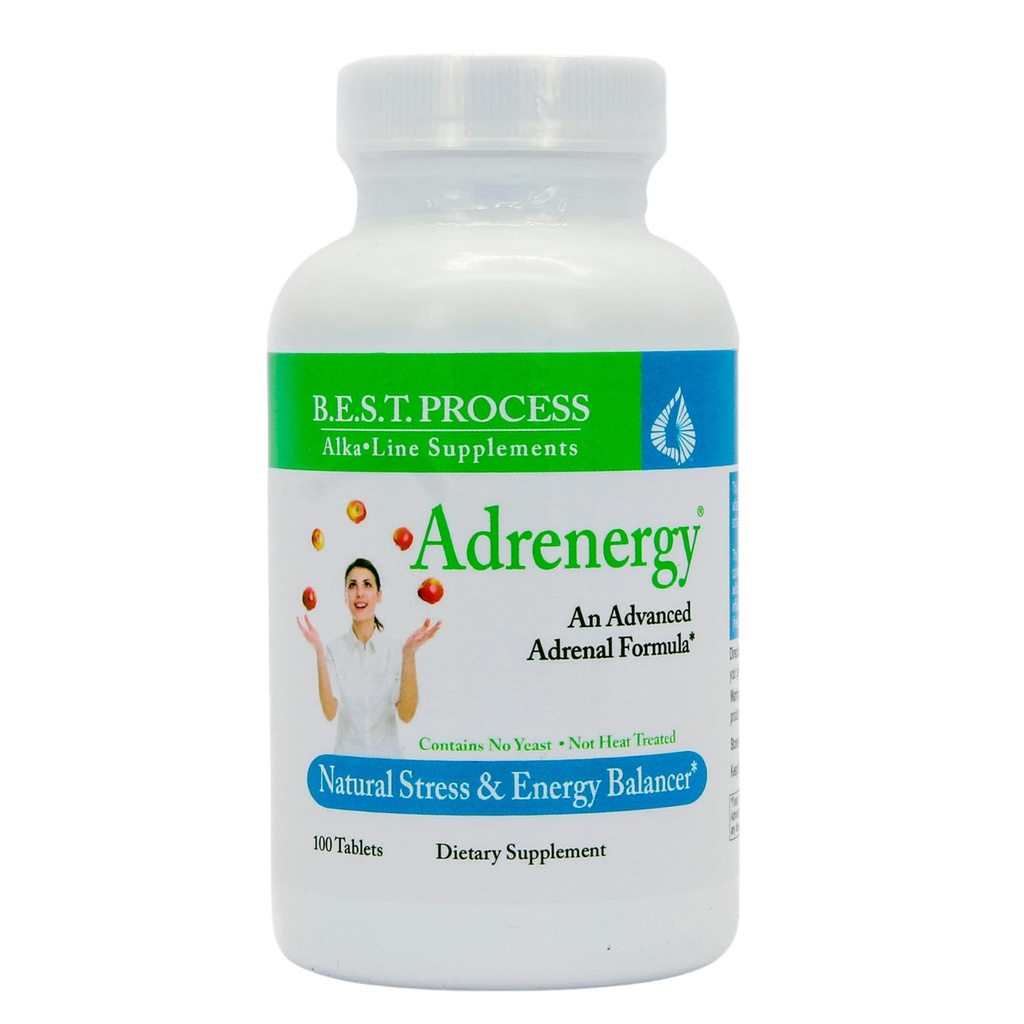 Adrenergy Best Process Alkali ... Luonnollinen lisätuki lisämunuaisten Gland-uutteella, adaptogeeneilla, vitamiineilla ja kivennäisaineilla